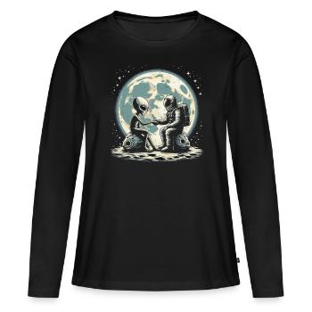 Étranger - T-shirt manches longues Premium bio Femme - noir - Devant - Julia (174cm)