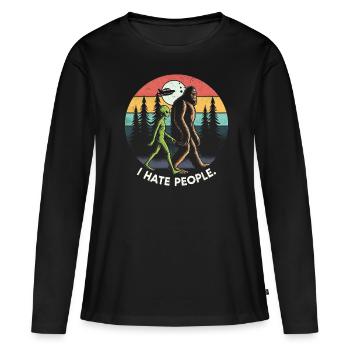 Étranger - T-shirt manches longues Premium bio Femme - noir - Devant - Julia (174cm)