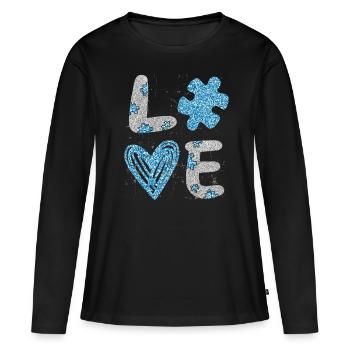 Autisme - T-shirt manches longues Premium bio Femme - noir - Devant - Julia (174cm)