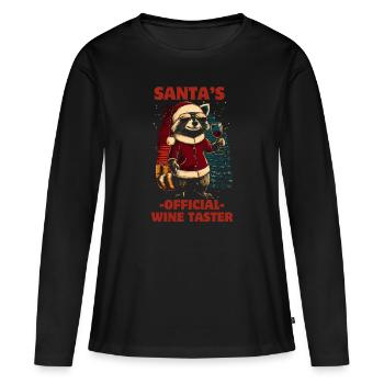 Funny Saying Christmas Wine Raccoon - Women's Premium Organic Long Sleeve Shirt - black - Front - Julia (174cm)