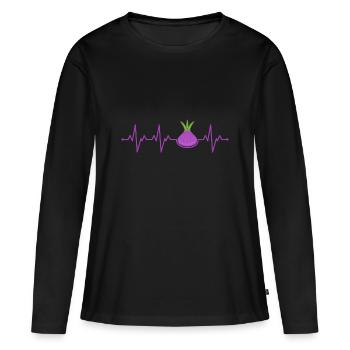 Oignon - T-shirt manches longues Premium bio Femme - noir - Devant - Julia (174cm)