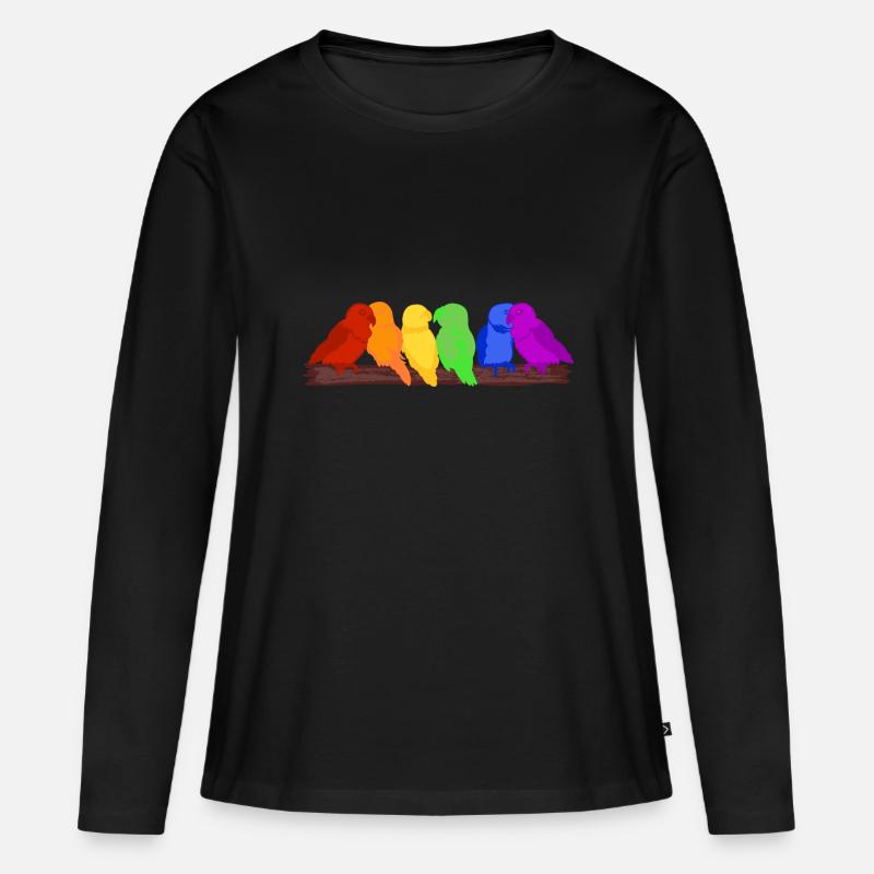 Regenbogen der Vögel - Frauen Premium Bio Langarmshirt - Schwarz