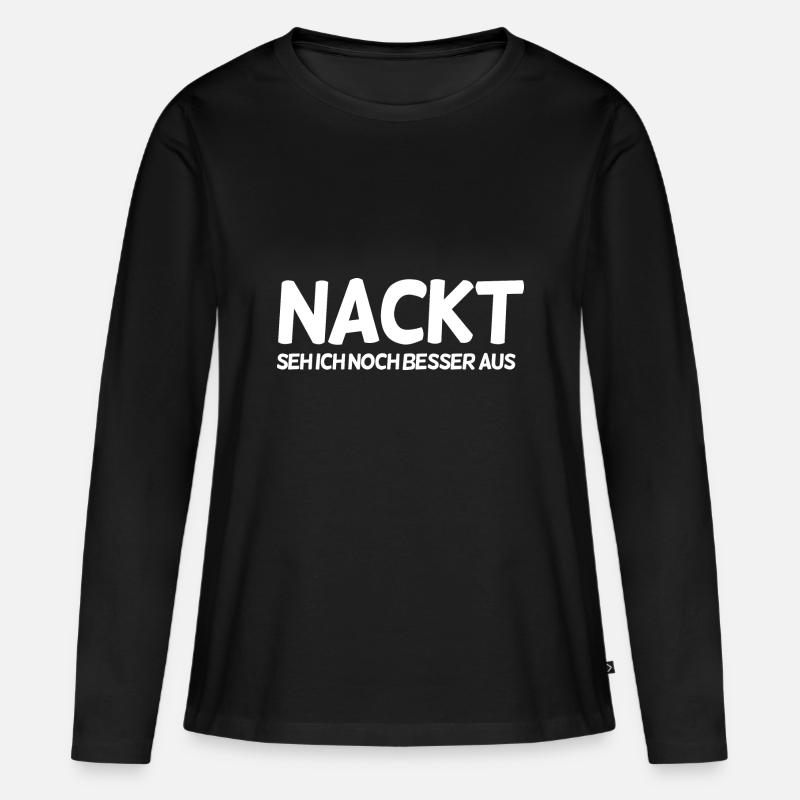 Lustiger Spruch - Frauen Premium Bio Langarmshirt - Schwarz
