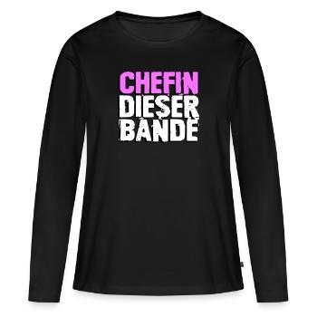 Chefin dieser Bande - Frauen Premium Bio Langarmshirt - Schwarz - Vorne - Julia (174cm)