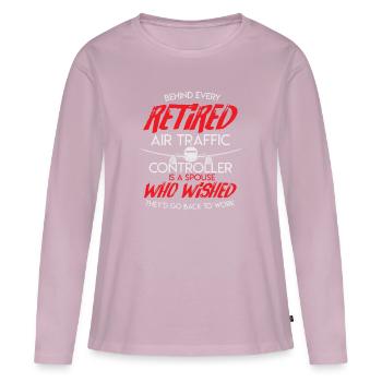 Retraite du trafic aérien Air Controller Airplane - T-shirt manches longues Premium bio Femme - rose poudré - Devant - Julia (174cm)