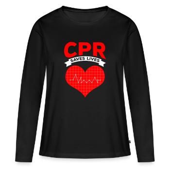 CPR Instructor Saves Lives Heart Resuscitation - Women's Premium Organic Long Sleeve Shirt - black - Front - Julia (174cm)