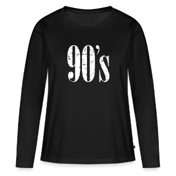 Kind der 90er Jahre - 90's Jahrgang - Neunziger - Frauen Premium Bio Langarmshirt - Schwarz - Vorne - Julia (174cm)