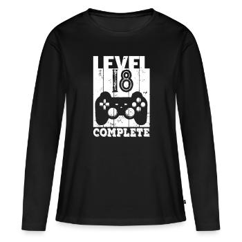 Level 18 Complete - Geburtstagsgeschenk 18 Jahre - Frauen Premium Bio Langarmshirt - Schwarz - Vorne - Julia (174cm)