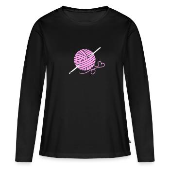 Crochet crochet crochet fil crochet passion - T-shirt manches longues Premium bio Femme - noir - Devant - Julia (174cm)
