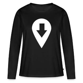 Vessie emplacement avec flèche vers le bas - Téléchargement - T-shirt manches longues Premium bio Femme - noir - Devant - Julia (174cm)