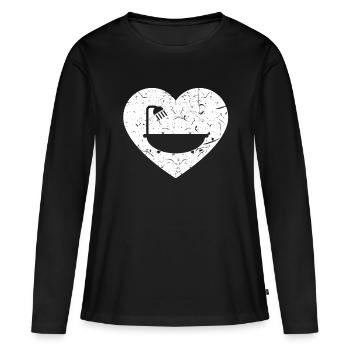 Baignoire dans le coeur - T-shirt manches longues Premium bio Femme - noir - Devant - Julia (174cm)
