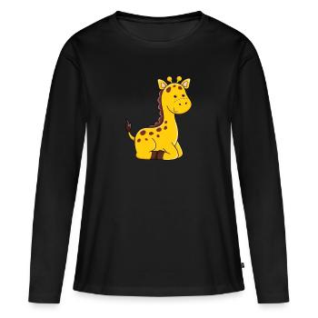 Giraffe Süße Giraffen Zeichnung - Frauen Premium Bio Langarmshirt - Schwarz - Vorne - Julia (174cm)