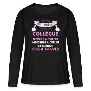 Collègue formidable femme - T-shirt manches longues Premium bio Femme - noir - Devant - Julia (174cm)