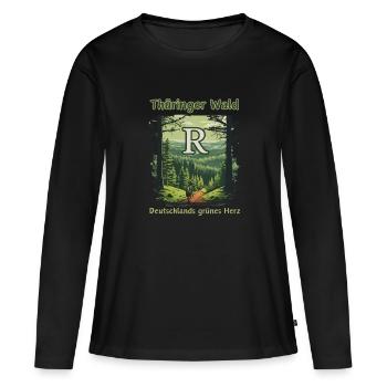Thuringe-Le cœur vert de l’Allemagne-Rennsteig - T-shirt manches longues Premium bio Femme - noir - Devant - Julia (174cm)