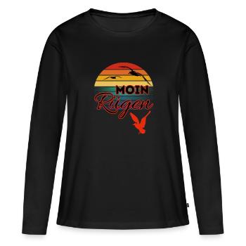Moin Rügen avec mouette dans le style rétro île de Rügen - T-shirt manches longues Premium bio Femme - noir - Devant - Julia (174cm)