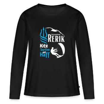 Rerik kite surf dans le lagon de la station balnéaire de Rerik sur la mer Baltique - T-shirt manches longues Premium bio Femme - noir - Devant - Julia (174cm)