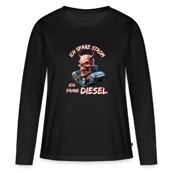 J’économise de l’électricité Je roule au diesel - T-shirt manches longues Premium bio Femme - noir - Devant - Julia (174cm)