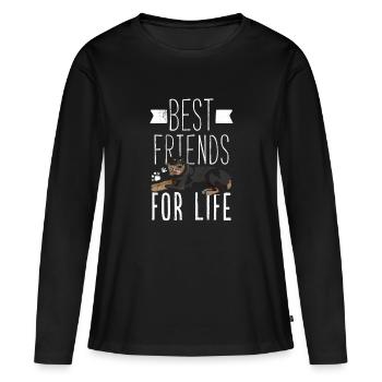 Rottweiler Beste Freunde fürs Leben Lustiger Hund Tee - Frauen Premium Bio Langarmshirt - Schwarz - Vorne - Julia (174cm)