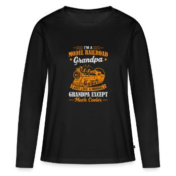 Je suis un modèle de train miniature Trains grand-père Hobby - T-shirt manches longues Premium bio Femme - noir - Devant - Julia (174cm)