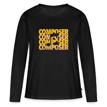 Komponist: Jazz, Klassik, Filmmusik, Video - Frauen Premium Bio Langarmshirt - Schwarz - Vorne - Julia (174cm)