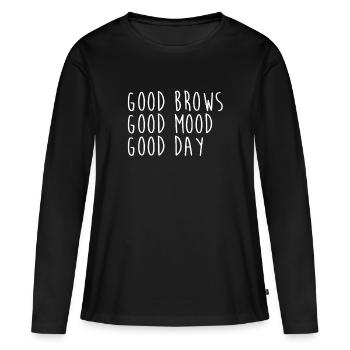 Cosmétologie Microblading Good Brows Good Mood - T-shirt manches longues Premium bio Femme - noir - Devant - Julia (174cm)
