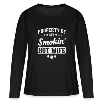 Ich liebe meine heiße Frau Lustige Liebe - Frauen Premium Bio Langarmshirt - Schwarz - Vorne - Julia (174cm)