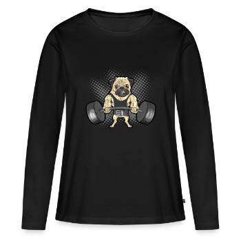 Mops lustiges Powerlifting Kreuzheben Mops Geschenk - Frauen Premium Bio Langarmshirt - Schwarz - Vorne - Julia (174cm)