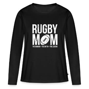 Rugby Mom Die Frau Der Mythos Die Legende Lustig - Frauen Premium Bio Langarmshirt - Schwarz - Vorne - Julia (174cm)