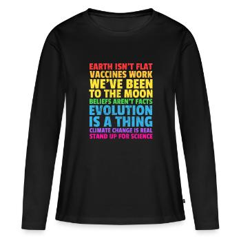 Earth Isn'T Flat Stand Up For Science Real Earth - T-shirt manches longues Premium bio Femme - noir - Devant - Julia (174cm)