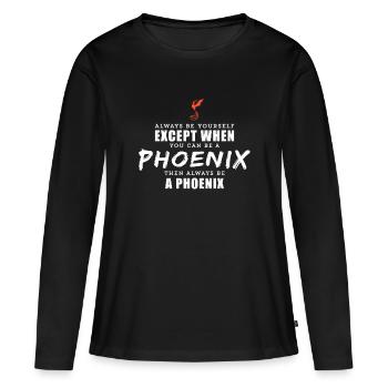 Sei immer du selbst Phoenix Mythological Bird Tee - Frauen Premium Bio Langarmshirt - Schwarz - Vorne - Julia (174cm)