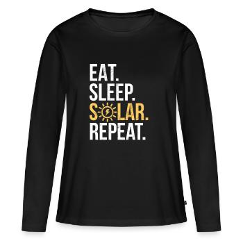 Eat Sleep Solar Repeat Power Énergie renouvelable - T-shirt manches longues Premium bio Femme - noir - Devant - Julia (174cm)