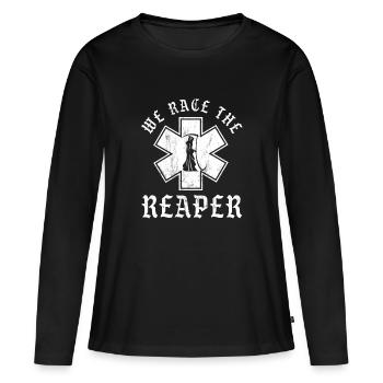 Emt, Ems et paramédic nous faisons la course avec la faucheuse - T-shirt manches longues Premium bio Femme - noir - Devant - Julia (174cm)