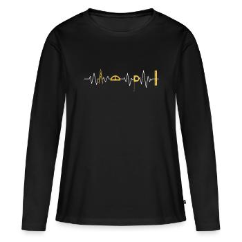 Architecte Architecture Tool Heartbeat Pulse - T-shirt manches longues Premium bio Femme - noir - Devant - Julia (174cm)
