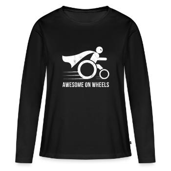 Awesome On Wheels Wheelchair Superhero Funny - Women's Premium Organic Long Sleeve Shirt - black - Front - Julia (174cm)