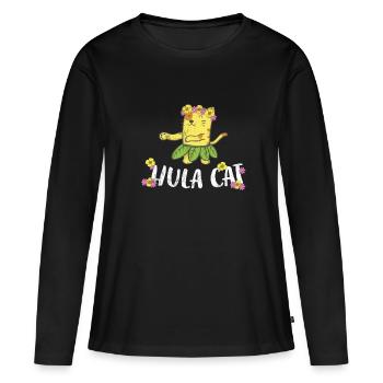 Hawaiian Hula Dancing Cat Gift Hommes Femmes Enfants - T-shirt manches longues Premium bio Femme - noir - Devant - Julia (174cm)