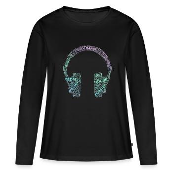 Headphones Electronic Dance Rave Edm Trance - Women's Premium Organic Long Sleeve Shirt - black - Front - Julia (174cm)