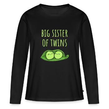 Grande soeur de jumeaux deux pois dans une cosse - T-shirt manches longues Premium bio Femme - noir - Devant - Julia (174cm)