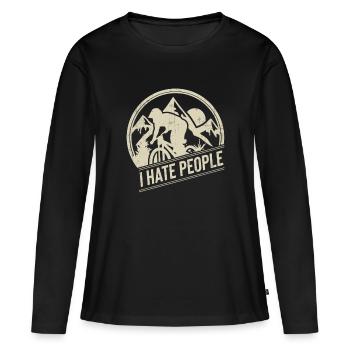 Funny Cute I Hate People Mountain Biker - Women's Premium Organic Long Sleeve Shirt - black - Front - Julia (174cm)