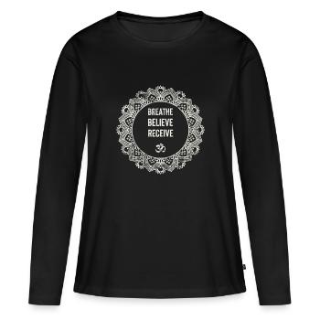 Respirez Croyez Recevez Namaste Yoga Méditation - T-shirt manches longues Premium bio Femme - noir - Devant - Julia (174cm)