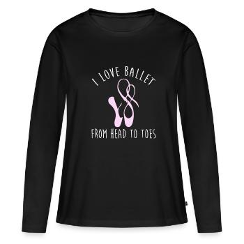 I Love Ballet Ballerina Pointe Chaussures Filles - T-shirt manches longues Premium bio Femme - noir - Devant - Julia (174cm)