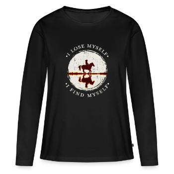 Je me perds je me trouve cadeau d'amant de cheval - T-shirt manches longues Premium bio Femme - noir - Devant - Julia (174cm)