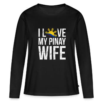 Ich liebe meine Pinay Frau Philippinen Filipino Pride - Frauen Premium Bio Langarmshirt - Schwarz - Vorne - Julia (174cm)
