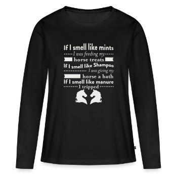 Je nourrissais mon cheval cadeau drôle pour les amoureux des chevaux - T-shirt manches longues Premium bio Femme - noir - Devant - Julia (174cm)