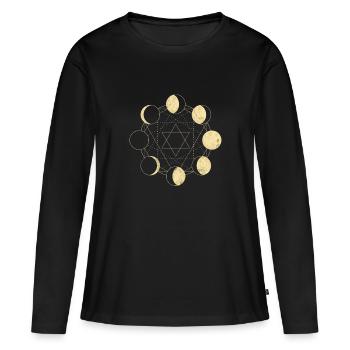 Mondphase Unendlichkeit Goth Wicca Pagan Celtic - Frauen Premium Bio Langarmshirt - Schwarz - Vorne - Julia (174cm)