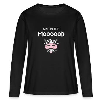 Not In The Moood Funny Cow - Women's Premium Organic Long Sleeve Shirt - black - Front - Julia (174cm)