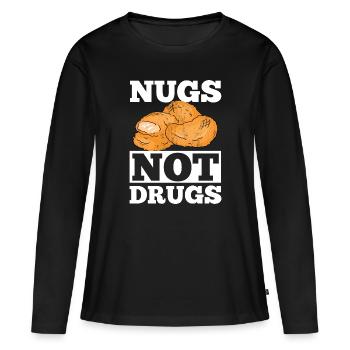Nugs Not Drugs Gift T-shirts minimalistes drôles - T-shirt manches longues Premium bio Femme - noir - Devant - Julia (174cm)