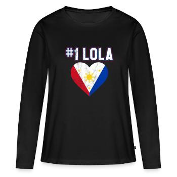 Numéro un Lola! Grand-mère philippine - T-shirt manches longues Premium bio Femme - noir - Devant - Julia (174cm)