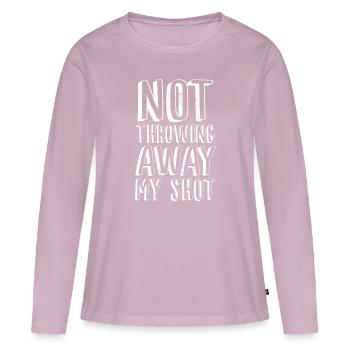 Ne pas jeter mon coup de père fondateur - T-shirt manches longues Premium bio Femme - rose poudré - Devant - Julia (174cm)