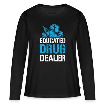Je suis un revendeur de drogue instruit - Pharmacien drôle - T-shirt manches longues Premium bio Femme - noir - Devant - Julia (174cm)