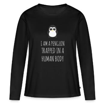 Perfect Gift For A Penguin Lover Cute Penguin - Women's Premium Organic Long Sleeve Shirt - black - Front - Julia (174cm)
